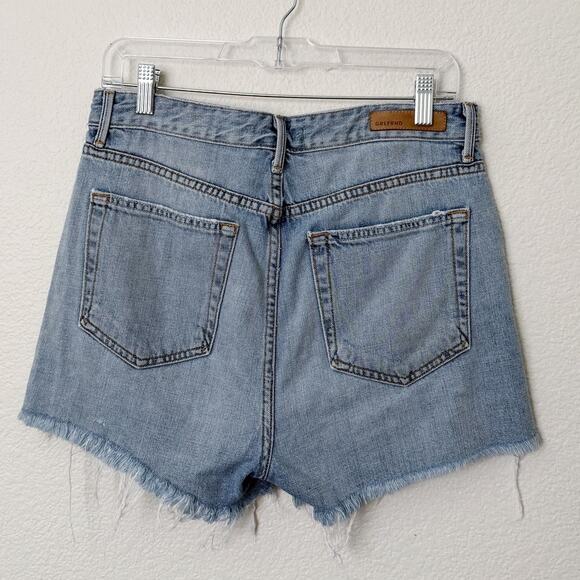 [GRLFRND] High Rise Frayed Hem Keep Talking Denim Cutoff Poppy Shorts Size 29 - Picture 3 of 12